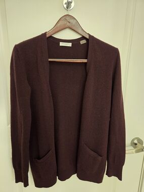 Equipment Femme Wool/Cashmere Burgundy Open-Front Pocket Cardigan - SP